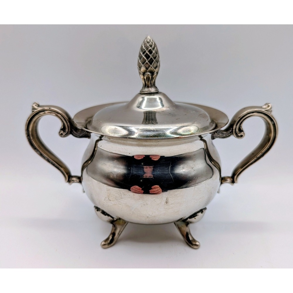 Vintage English Silver Mfg Corp Sugar Bowl - Pineapple Finial - Mid-Century